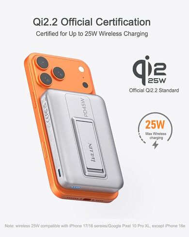 Qi2.2 25W Wireless Power Bank 10,000mAh, Magnetic Charger for MagSafe in Kuwait