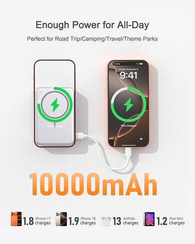 Qi2.2 25W Wireless Power Bank 10,000mAh, Magnetic Charger for MagSafe in Kuwait
