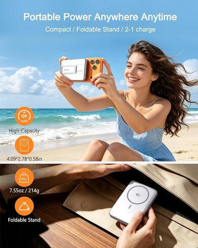 Qi2.2 25W Wireless Power Bank 10,000mAh, Magnetic Charger for MagSafe in Kuwait