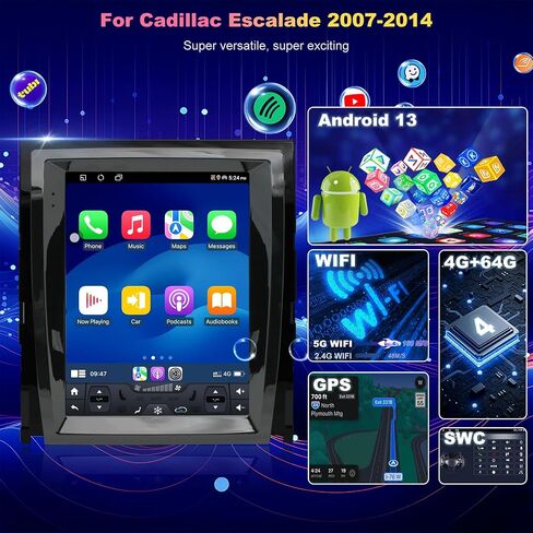 Car Radio for Cadillac Escalade SLS 2007-2014, 9.7inch Tesla Style Stereo in Kuwait