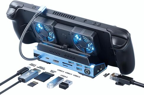 Docking Station for Steam Deck/ROG Ally/Legion Go,13 in 1 Double Fan .1000Mbps Ethernet, PD100W Charging 40Gbps Adapter,SD/TF Double Card Slots，HD 2.0 4K@60Hz，4 USB Port. Slot Steam Deck Dock. in Saudi Arabia