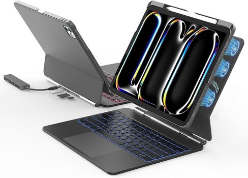 حافظة لوحة مفاتيح مغناطيسية من LAUDTEC مع محور 5 في 1 لجهاز iPad Pro وAir مقاس 13 بوصة in Kuwait
