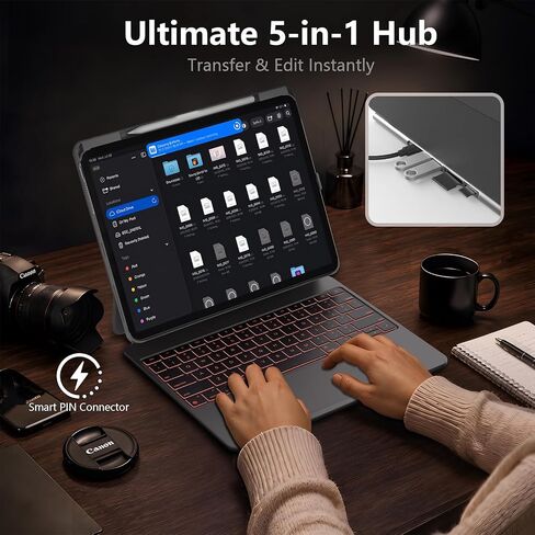 حافظة لوحة مفاتيح مغناطيسية من LAUDTEC مع محور 5 في 1 لجهاز iPad Pro وAir مقاس 13 بوصة in Kuwait