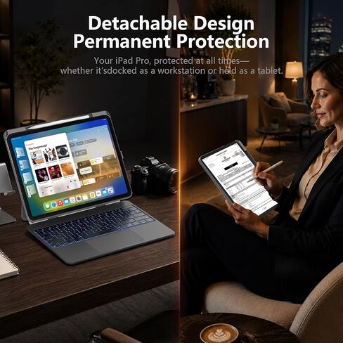 حافظة لوحة مفاتيح مغناطيسية من LAUDTEC مع محور 5 في 1 لجهاز iPad Pro وAir مقاس 13 بوصة in Kuwait