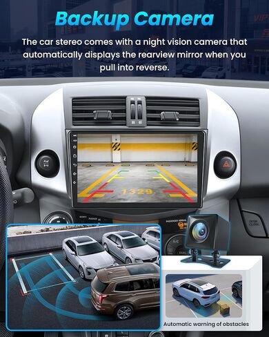 Car Radio for Toyota RAV4 2007-2012: [2G+64G] 9 Inch 1280 * 800 Touchscreen Stereo Replacement with Wireless Carplay Android Auto, Built-in Bluetooth, GPS, WiFi, FM, SWC, Mirror Link Backup Camera in Saudi Arabia