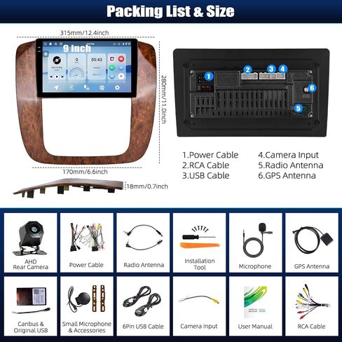 [4+64GB] Android 15 Car Radio Stereo for GMC Yukon Chevy Silverado Tahoe Suburban 2007-2013 with Wireless CarPlay Android Auto,9" Touch Screen Car Radio with Bluetooth GPS WiFi FM/RDS EQ SWC in Kuwait