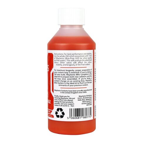 Mayhems - XT1 Concentrate PC Coolant - Computer Water Cooling Fluid - Liquid Cooling, Thermal Performance Series, 250 ml, Neon Sunset Orange in Kuwait