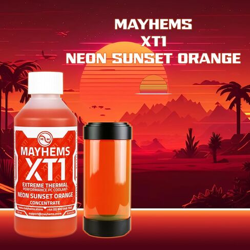 Mayhems - XT1 Concentrate PC Coolant - Computer Water Cooling Fluid - Liquid Cooling, Thermal Performance Series, 250 ml, Neon Sunset Orange in Kuwait