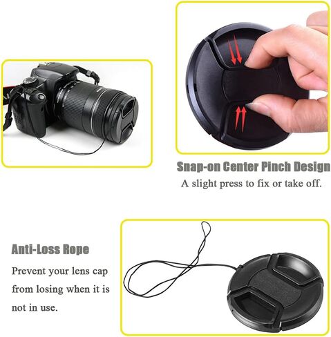 40.5mm Snap-On Lens Cap for Sony 16-50mm f/3.5-5.6 lens for Sony Alpha a6600 a6500 a6400 a5000[2 Packs], Fire-Rock Lens Cap for Nikkor 10mm f/2.8 Lens in Kuwait
