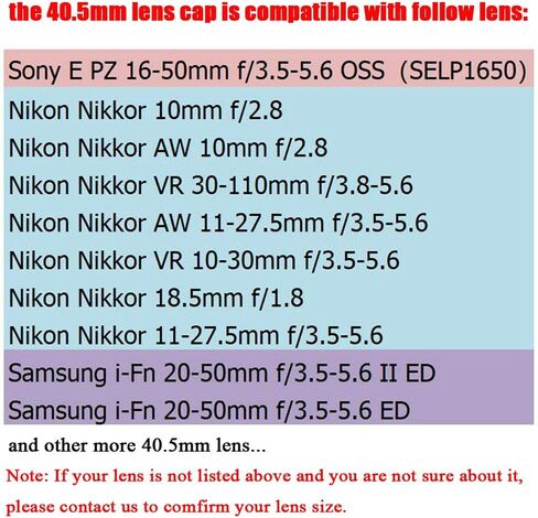 40.5mm Snap-On Lens Cap for Sony 16-50mm f/3.5-5.6 lens for Sony Alpha a6600 a6500 a6400 a5000[2 Packs], Fire-Rock Lens Cap for Nikkor 10mm f/2.8 Lens in Kuwait