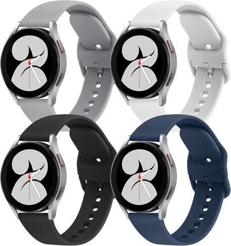 4 PACK Bands Compatible with Samsung Galaxy Watch 4 40mm 44mm/ 4 Classic 42mm 46mm, 20mm Adjustable Silicone Sport Replacement Strap for Samsung Galaxy Watch 7/6 / 5/4 / FE Band Women Men in Kuwait