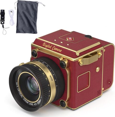 Vintage Digital Camera, 56MP 2.7K Retro Point and Shoot Camera with Autofocus, 2 Inch Screen, 16X Zoom Compact Photography for Beginners Kids Teens (Red) in Saudi Arabia