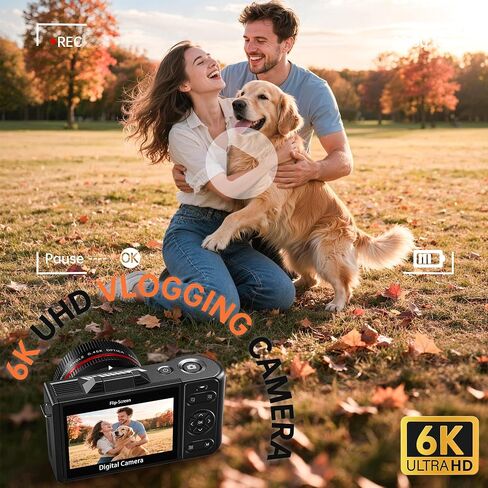 6K 96MP Flip Screen Digital Camera for Photography, WiFi, Dual Lens in Kuwait