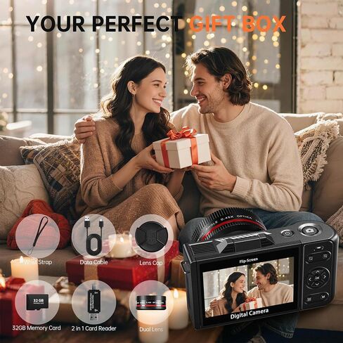 6K 96MP Flip Screen Digital Camera for Photography, WiFi, Dual Lens in Kuwait