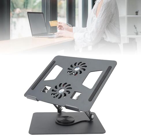 Laptop Cooling Pad, Heavy Notebook Cooler Adjustable Laptop Stand Portable Laptop Riser Aluminum Laptop Stand Notebook Gaming Fan Stable Stand for Devices 11 to 17.3 Inches in Saudi Arabia