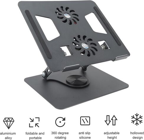 Laptop Cooling Pad, Heavy Notebook Cooler Adjustable Laptop Stand Portable Laptop Riser Aluminum Laptop Stand Notebook Gaming Fan Stable Stand for Devices 11 to 17.3 Inches in Saudi Arabia