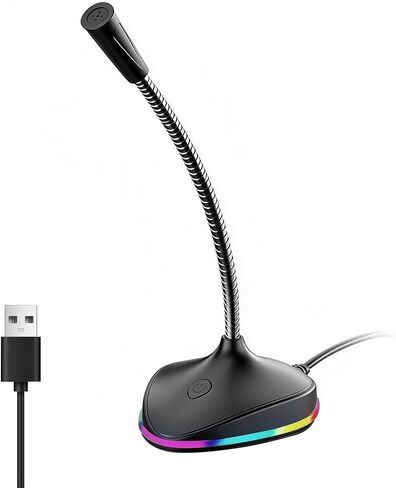 NPTCL USB Computer Microphone, Noise Cancelling PC Mic with RGB Light in Kuwait