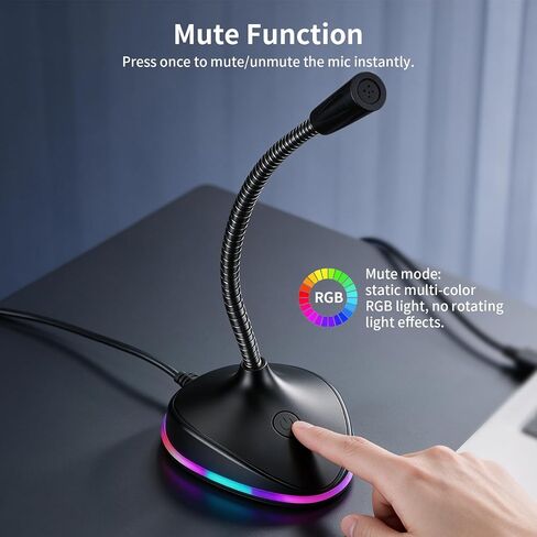 NPTCL USB Computer Microphone, Noise Cancelling PC Mic with RGB Light in Kuwait