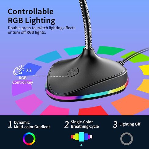 NPTCL USB Computer Microphone, Noise Cancelling PC Mic with RGB Light in Kuwait