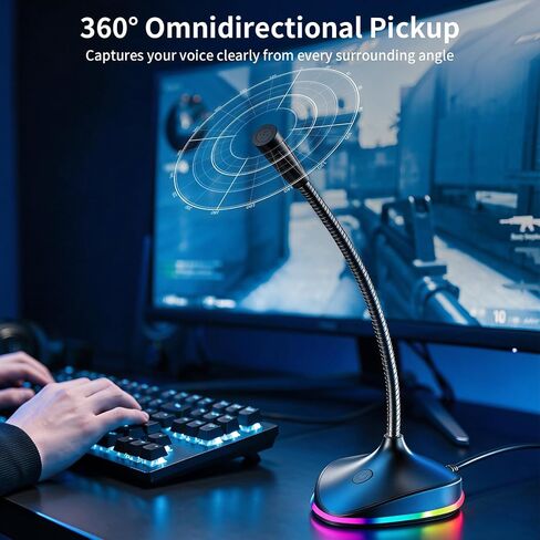 NPTCL USB Computer Microphone, Noise Cancelling PC Mic with RGB Light in Kuwait