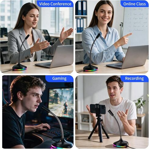 NPTCL USB Computer Microphone, Noise Cancelling PC Mic with RGB Light in Kuwait