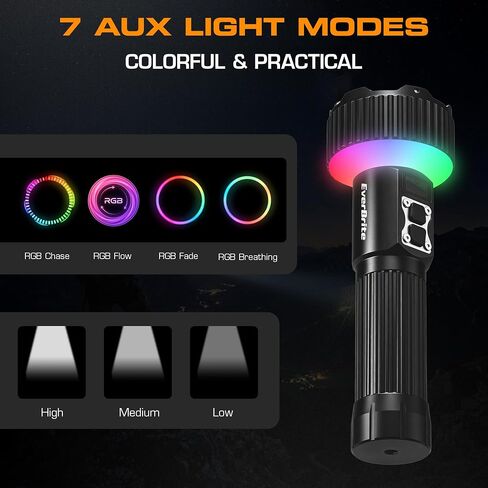 EverBrite 1700LM Rechargeable Flashlight with Spotlight, Floodlight & RGB in Kuwait
