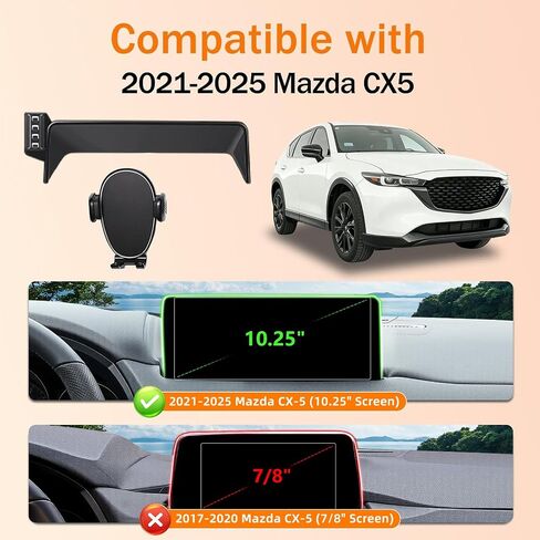 Car Phone Holder for Mazda CX5 (2021-2025,10.25" Screen Only), 360 Phone Holder Rotating, Hands Free Mobile Holder, Car Mount for iPhone, Samsung & Android, with Storage Box, CX-5 Interior Accessories in Saudi Arabia