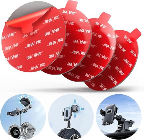 pop-tech 90mm(3.54") 4pcs 3M Sticky Pads Replacement for Car Phone Mount Windshield Dashboard,3M VHB Heat Resistance Circle Double Sided Heavy Duty Mounting Tape Adhesive for Suction Cup Phone Holder in Kuwait