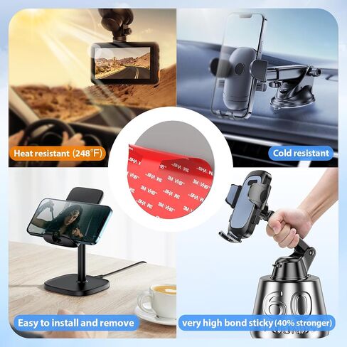 pop-tech 90mm(3.54") 4pcs 3M Sticky Pads Replacement for Car Phone Mount Windshield Dashboard,3M VHB Heat Resistance Circle Double Sided Heavy Duty Mounting Tape Adhesive for Suction Cup Phone Holder in Kuwait