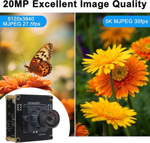 SVPRO 20MP USB3.0 Camera Module, 5K Webcam Board for Computer Laptop, Ultra HD PC Camera with with 95°(H) No Distortion Lens, UVC Industrial Cam Plug and Play for Mac Windows Linux Android in Kuwait