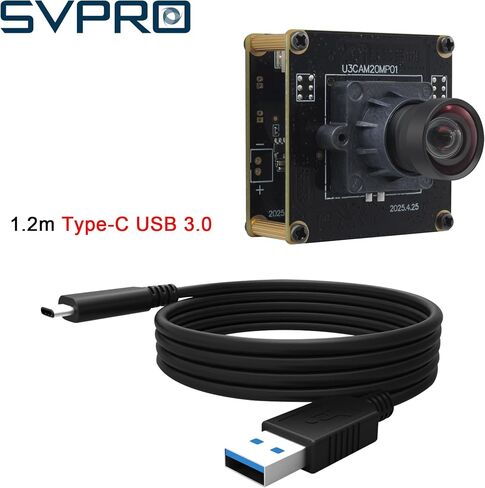 SVPRO 20MP USB3.0 Camera Module, 5K Webcam Board for Computer Laptop, Ultra HD PC Camera with with 95°(H) No Distortion Lens, UVC Industrial Cam Plug and Play for Mac Windows Linux Android in Kuwait