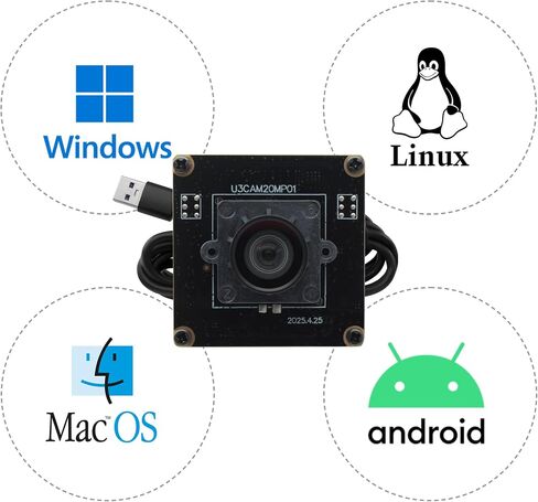 SVPRO 20MP USB3.0 Camera Module, 5K Webcam Board for Computer Laptop, Ultra HD PC Camera with with 95°(H) No Distortion Lens, UVC Industrial Cam Plug and Play for Mac Windows Linux Android in Kuwait