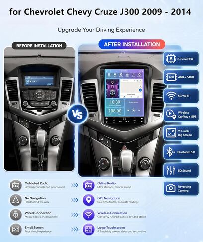 Rimoody 8Core 4G+64G Car Stereo for Chevrolet Chevy Cruze J300 2009-2014 in Saudi Arabia