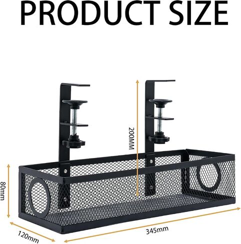 Under Computer Desk Cable Management Tray, No Drill Clamp-On Cord Organizer, Sturdy Metal Wire Tray for Office & Home Desks, Black in Kuwait