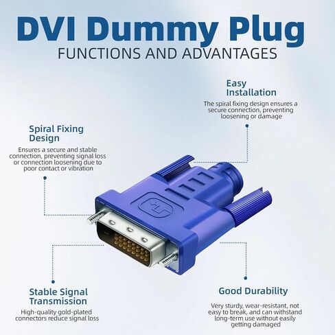 جديد DVI 4K 3840x2160@60 هرتز، شاشة عرض بطاقة الرسومات GPU، محول DVI Dummy Plug مناسب بدون رأس - 2560x1600@60 هرتز، 1920X1080@60/120 هرتز (DVI-4K-60 هرتز-2 حزمة) in Kuwait