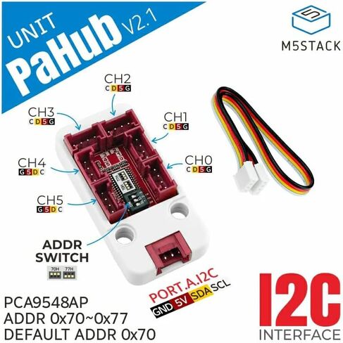 M5Stack I2C Hub 1 to 6 Expansion Unit v2.1 with DIP Switch for I2C Address Switching, PCA9548A, 6 Port in Saudi Arabia