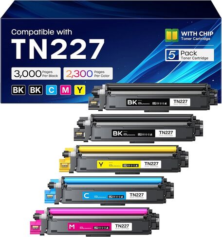 TN227 TN-227BK/C/M/Y Toner Cartridges Replacement for Brother TN227 5 Pack in Saudi Arabia