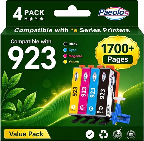 923 Ink Cartridges for HP Printers 4 Pack Replacement for HP 923XL Ink Cartridges Combo Pack Work for HP OfficeJet Pro 8130e 8125e 8120e 8138e 8135e 8139e Printers, No Chip, Black Cyan Magenta Yellow in Saudi Arabia