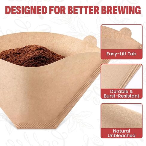 600 Count #4 Cone Coffee Filters, Disposable Unbleached Natural Paper Filters for 8–12 Cup Drip & Pour Over Coffee Makers, Compatible with Ninja & Cuisinart Coffee Makers in Saudi Arabia
