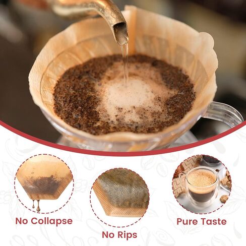 600 Count #4 Cone Coffee Filters, Disposable Unbleached Natural Paper Filters for 8–12 Cup Drip & Pour Over Coffee Makers, Compatible with Ninja & Cuisinart Coffee Makers in Saudi Arabia
