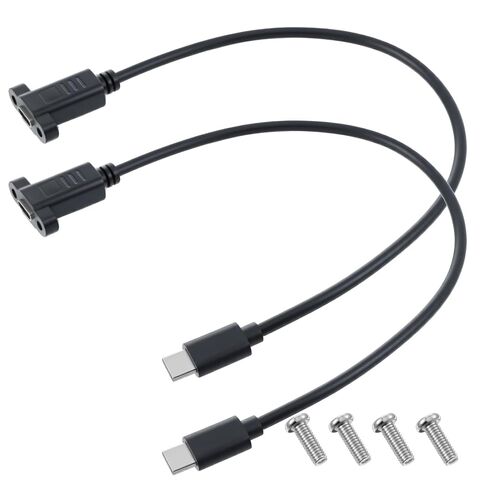 2PCS USB C Male to Female Cable, USB C 3.2Panel Mount Adapter Cable 20gbps Panel Mount Connector for Charging,Data Sync, Video,Audio,Compatible with Laptop,Tablet,Smartphone (30cm/1ft) in Saudi Arabia