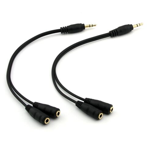2-Pack Gold Plated 3.5mm Stereo Jack Splitter Cable Adapter Connectors ,3.5mm Male To 2 X Female - for Connecting External Speakers or Use Both Output for Speakers For Ipod, Mp3 Player in Saudi Arabia