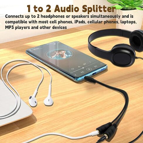 2-Pack Gold Plated 3.5mm Stereo Jack Splitter Cable Adapter Connectors ,3.5mm Male To 2 X Female - for Connecting External Speakers or Use Both Output for Speakers For Ipod, Mp3 Player in Saudi Arabia