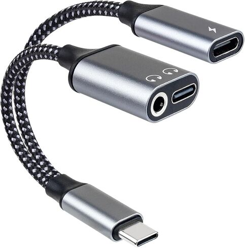 محول سماعة رأس USB-C إلى 3.5 مم، يدعم الشحن السريع 60 وات PD، 3 في 1 من النوع C إلى AUX، وواجهة صوت من النوع C وشحن USB-C، وجودة صوت Hi-Fi DAC، متوافق مع iPhone 15 وSamsung S24. in Kuwait