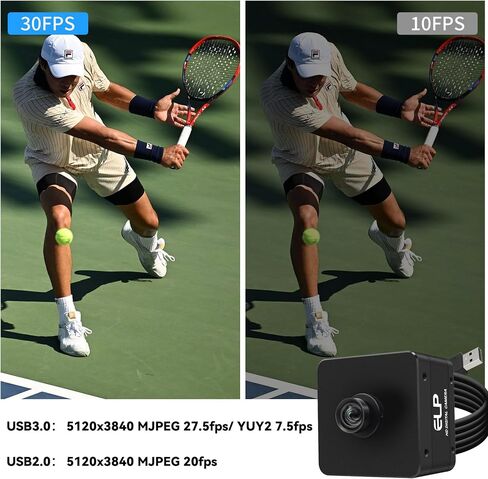 5K USB3.0 Industrial Camera,20MP 5120x3840 High Resolution Webcam,85° HFOV No Distortion Lens,Support USB3.0/2.0 High Speed Transmission,Plug&Play for Windows Linux Mac Android System in Saudi Arabia