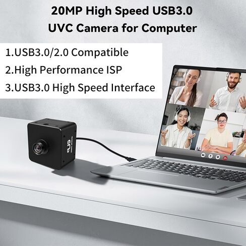 5K USB3.0 Industrial Camera,20MP 5120x3840 High Resolution Webcam,85° HFOV No Distortion Lens,Support USB3.0/2.0 High Speed Transmission,Plug&Play for Windows Linux Mac Android System in Saudi Arabia
