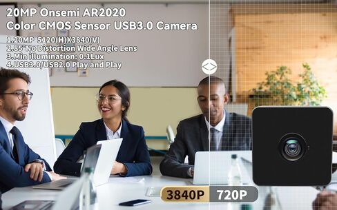 5K USB3.0 Industrial Camera,20MP 5120x3840 High Resolution Webcam,85° HFOV No Distortion Lens,Support USB3.0/2.0 High Speed Transmission,Plug&Play for Windows Linux Mac Android System in Saudi Arabia