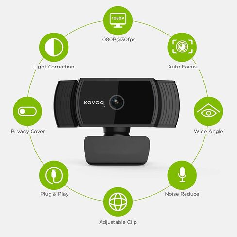 1080P Webcam with Microphone and Privacy Cover, Streaming Webcam Full HD, USB Mac/PC/Desktop/Laptop Web Camera for Remote Working/Learning, Compatible with Zoom/Skype/Facetime/Teams and More in Saudi Arabia