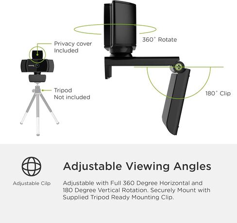 1080P Webcam with Microphone and Privacy Cover, Streaming Webcam Full HD, USB Mac/PC/Desktop/Laptop Web Camera for Remote Working/Learning, Compatible with Zoom/Skype/Facetime/Teams and More in Saudi Arabia