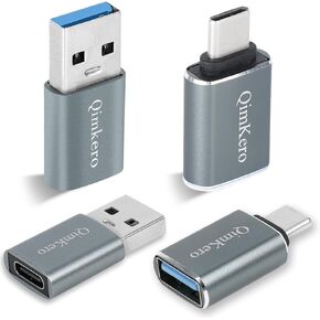 QimKero 4 Pack USB to USB C OTG Adapter 【2*Type C Female to A Male Charger Converter】&【2*USB C Male to USB Female】 for Apple Watch Ultra 8 9,iPhone 15 Pro Max 14 13 12,AirPods,OTG Adapt